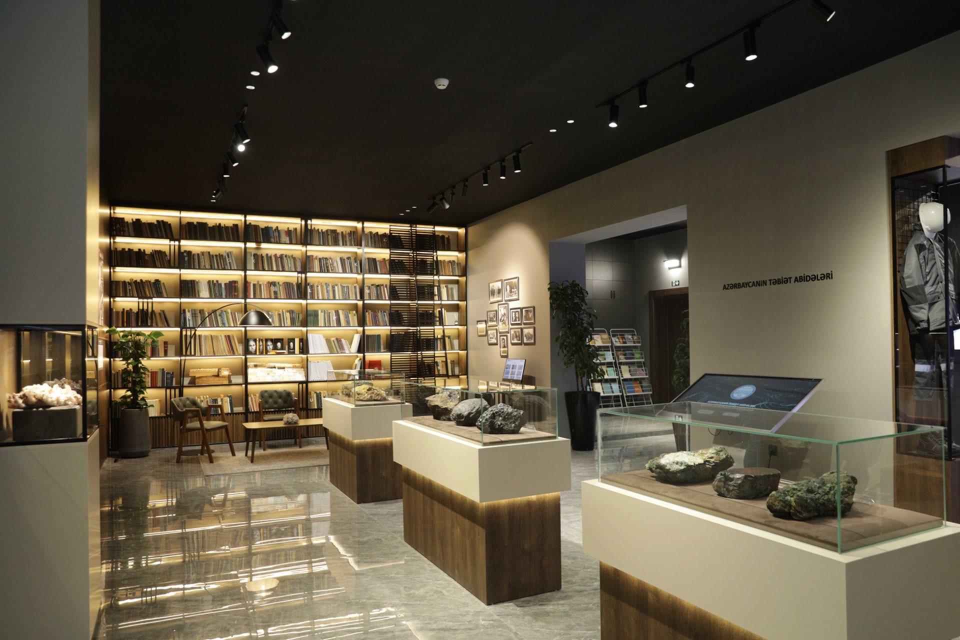 Digital information screens integrated into exhibition