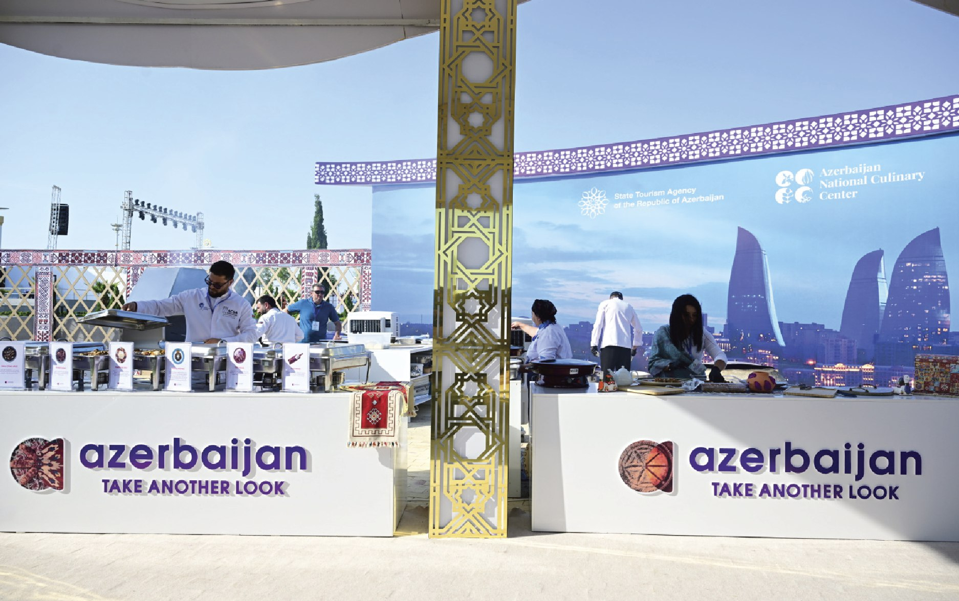 Azerbaijan National Day celebration venue setup with elegant staging